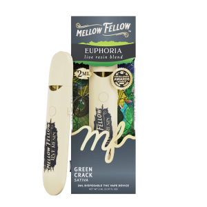 Mellow Fellow Euphoria Blend 2ml Live Resin Disposable Vape - Green Crack (Sativa)