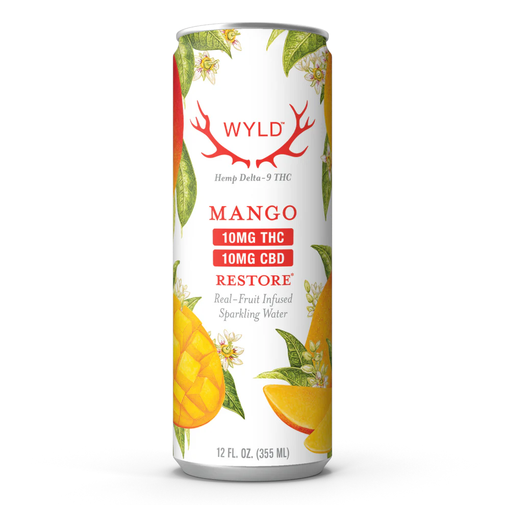 WYLD THC Sparkling Water 10 MG - Mango - 4 Pack