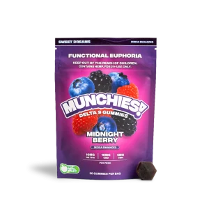 Munchies Euphoria Delta 9 Gummies - 10 MG - 20 Count - Midnight Berry (Indica)